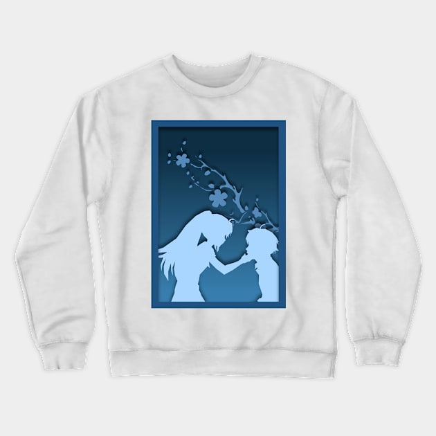 Romantic couple paper cut design at night Crewneck Sweatshirt by SanTees